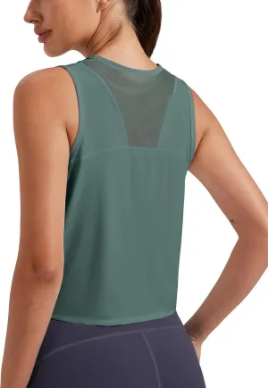 Pioneer Camp Women's Workout Tank Tops Mesh Panel Loose Fit Muscle Tank Athletci Sleeveless Yoga Running Shirts