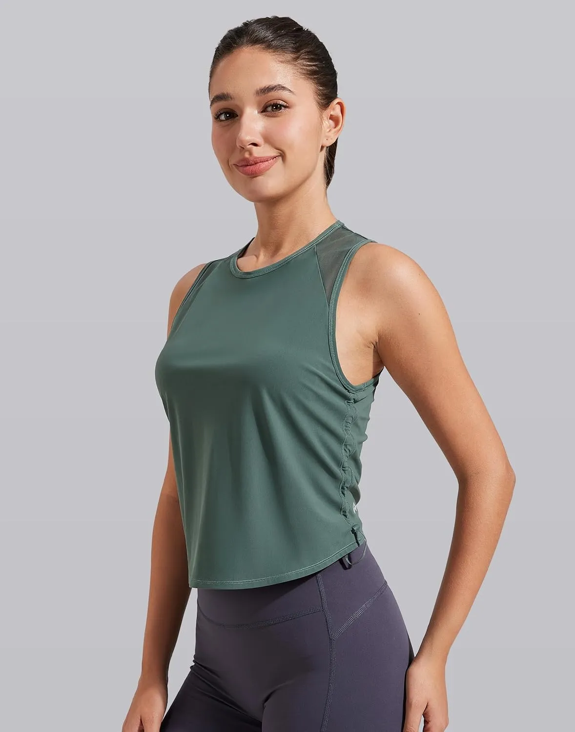 Pioneer Camp Women's Workout Tank Tops Mesh Panel Loose Fit Muscle Tank Athletci Sleeveless Yoga Running Shirts
