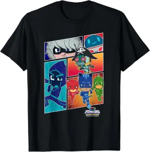 PJ Masks Group Shot Comic Panels Epic Logo T-Shirt