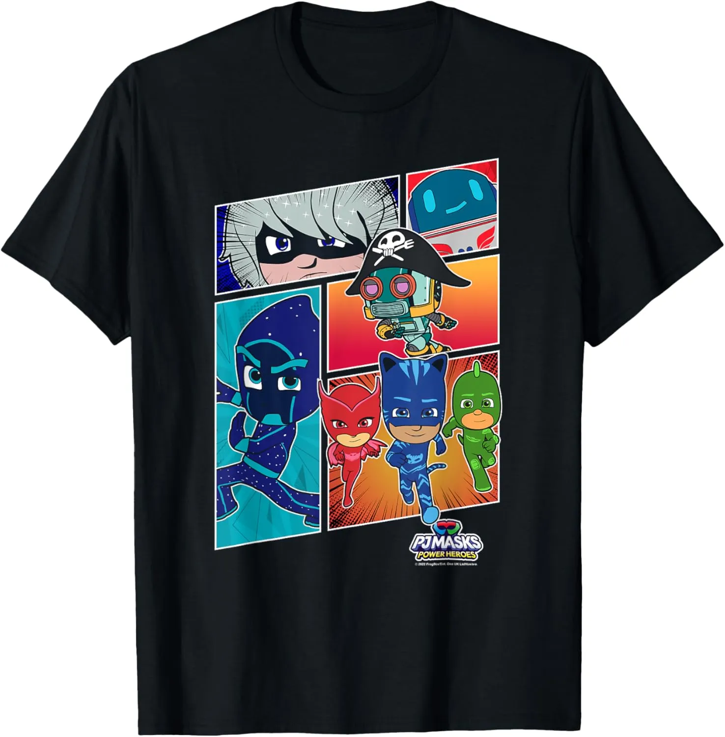 PJ Masks Group Shot Comic Panels Epic Logo T-Shirt