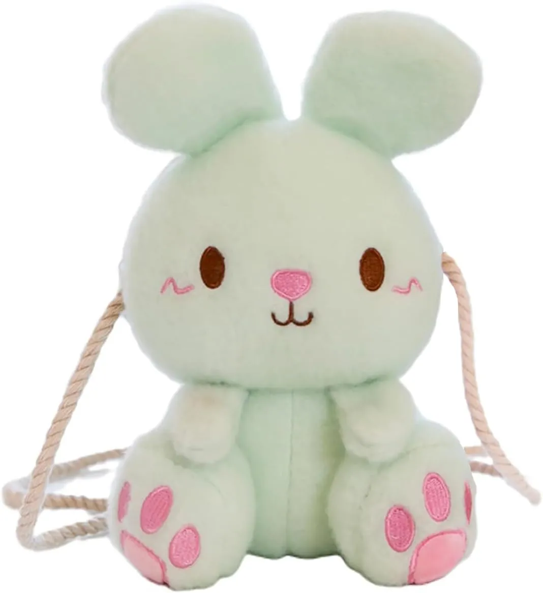 Plush Bunny Crossbody Messenger Shoulder Bag for Girls Women Cartoon Fluffy Rabbit Chain Wallets Bag
