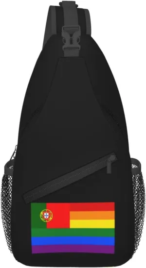 Portugal Rainbow Flag Crossbody Bags For Women Men Chest Backpack Gym Shoulder Bag Travel Outdoor Sports Casual Crossbody Bags