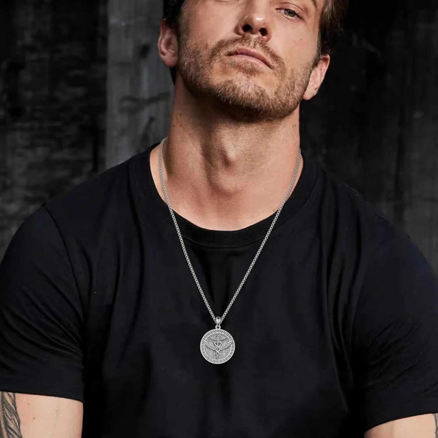 Poseidon/Athena/Apollo/Valhalla/Norse Viking Necklace 925 Sterling Silver Pendant Necklace for Men Greek/Norse Viking Amulet Jewelry Gifts