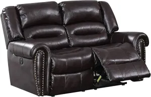 Poundex Brown Power Loveseat with USB Charger