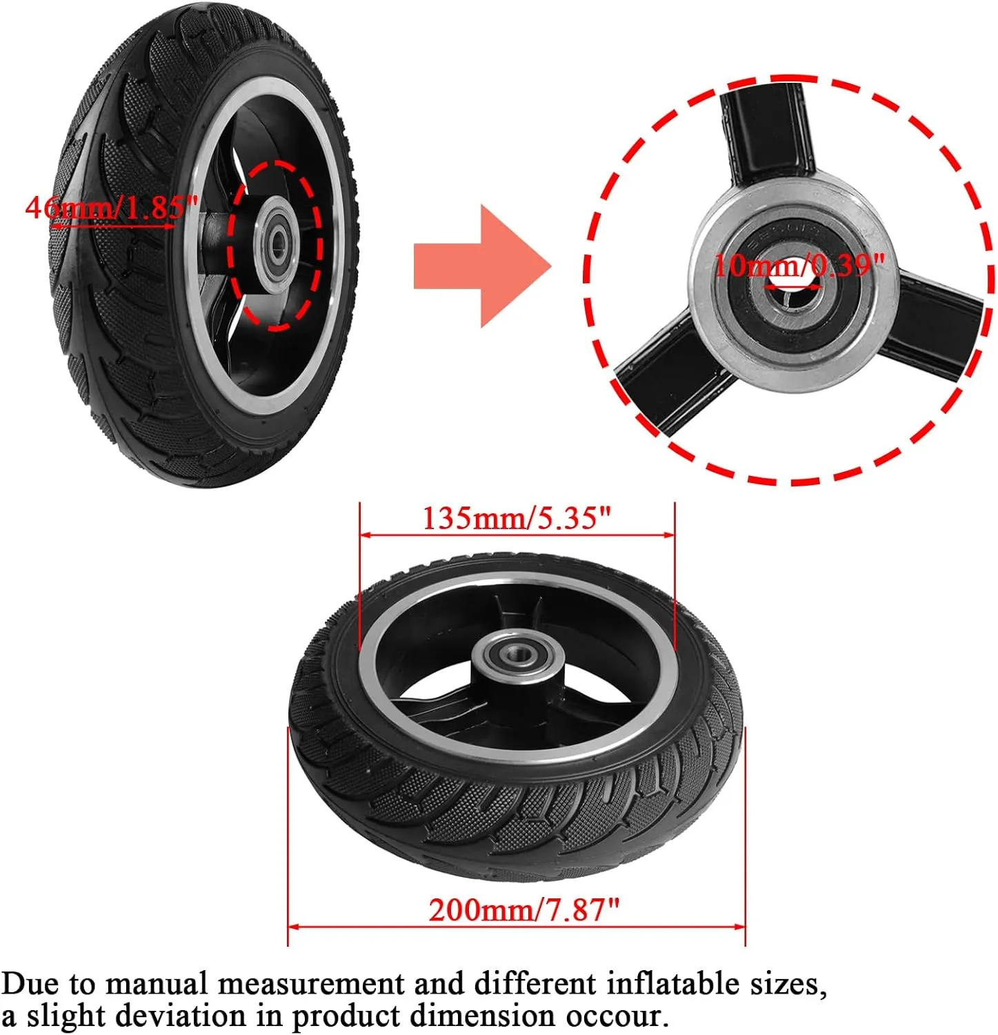 PRO CAKEN 200x50 solid tire wheel with Aluminum alloy wheels for electric scooter balance car 8x2 solid wheel explosion proof puncture tubeless tire parts…