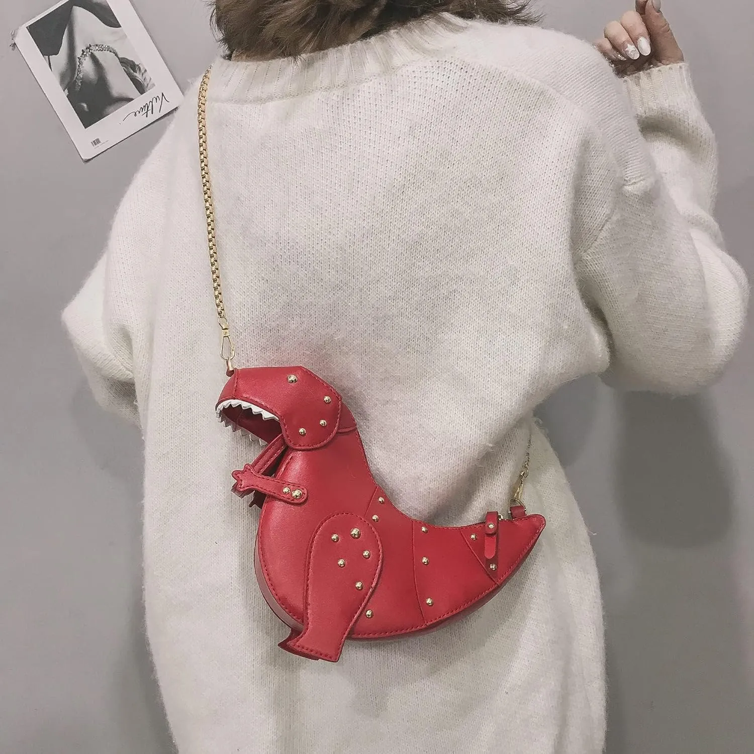 PU Leather Handbags Wallets Clutch Hobos for Women Inosaur Shape Crossbody Bag Triceratops Shoulder Messenger