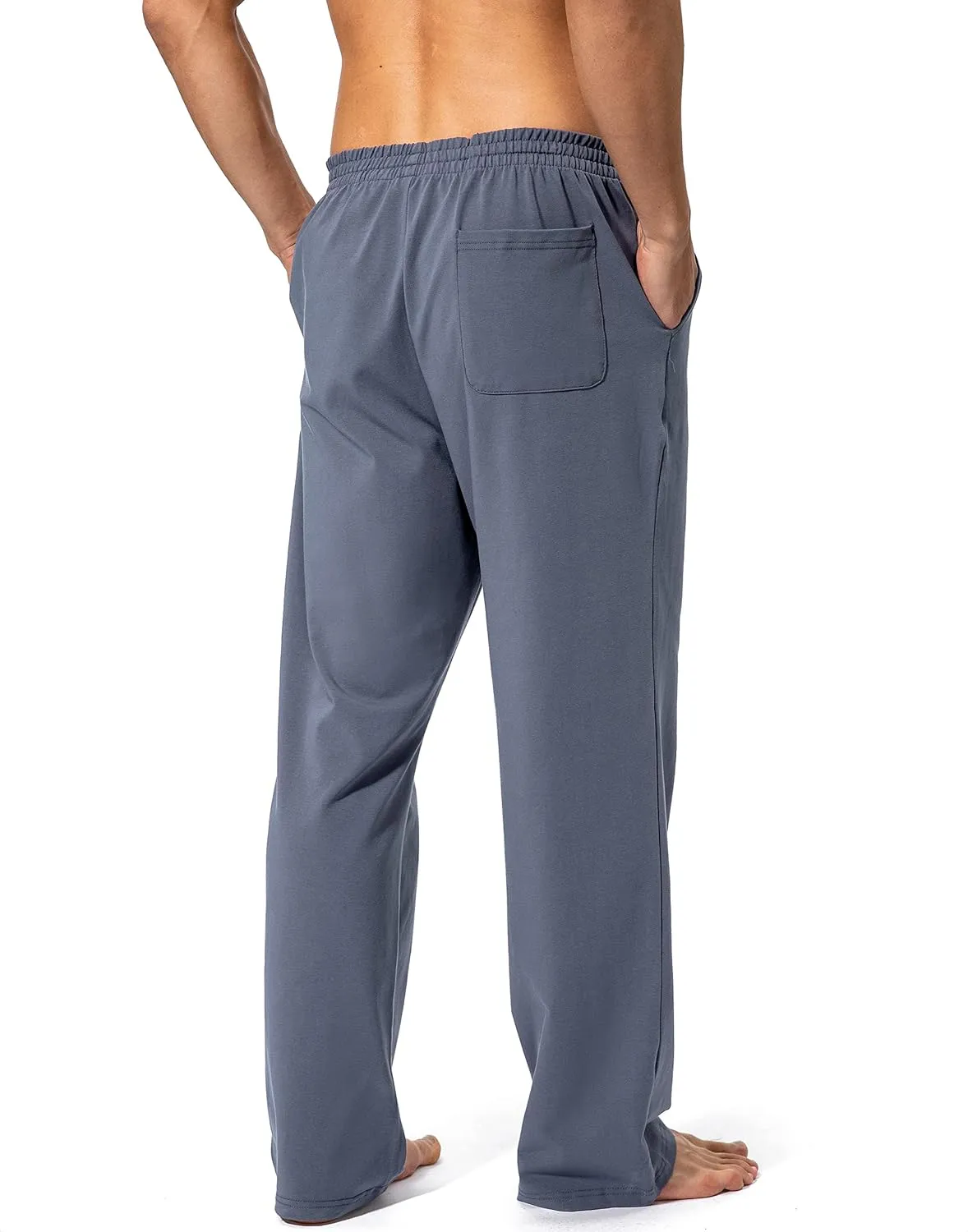 Pudolla Men's Cotton Yoga Sweatpants Athletic Lounge Pants Open Bottom Casual Jersey Pants for Men with Pockets