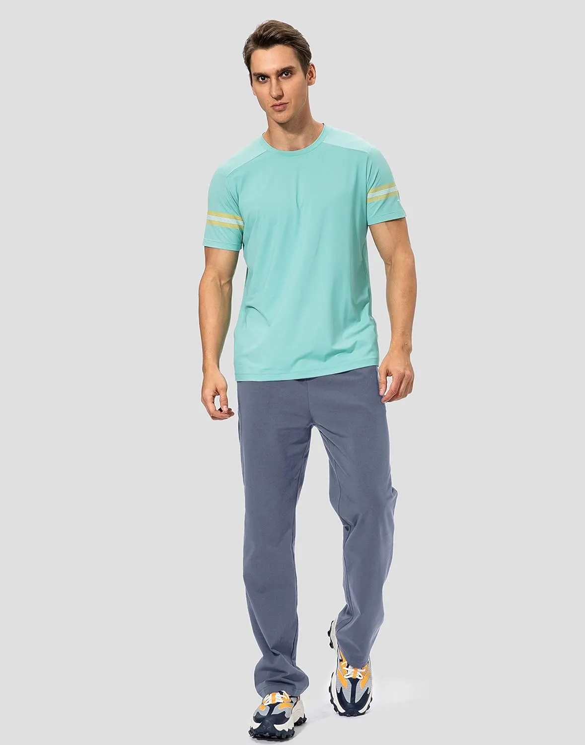 Pudolla Men's Cotton Yoga Sweatpants Athletic Lounge Pants Open Bottom Casual Jersey Pants for Men with Pockets