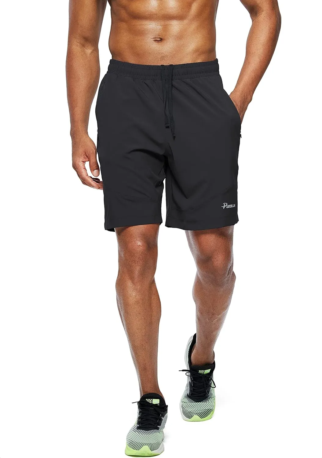 Pudolla Men's Workout Running Shorts 7"/5"/9" Lightweight Gym Athletic Shorts for Men with Zipper Pockets