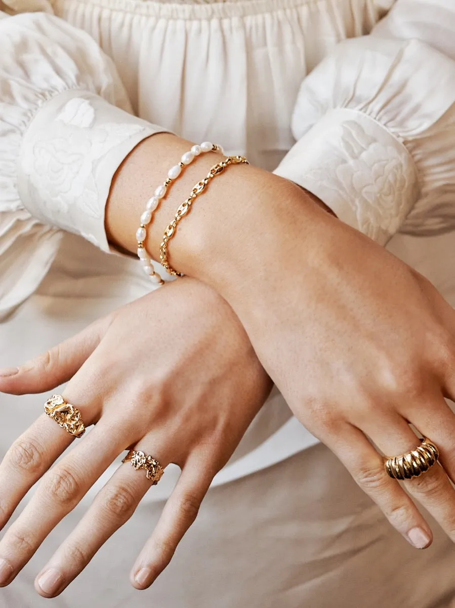 Puff Mariner Chain 18K Gold Plated Bracelet