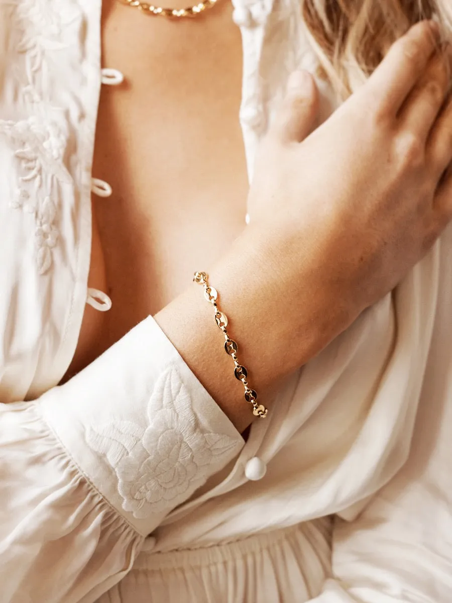 Puff Mariner Chain 18K Gold Plated Bracelet