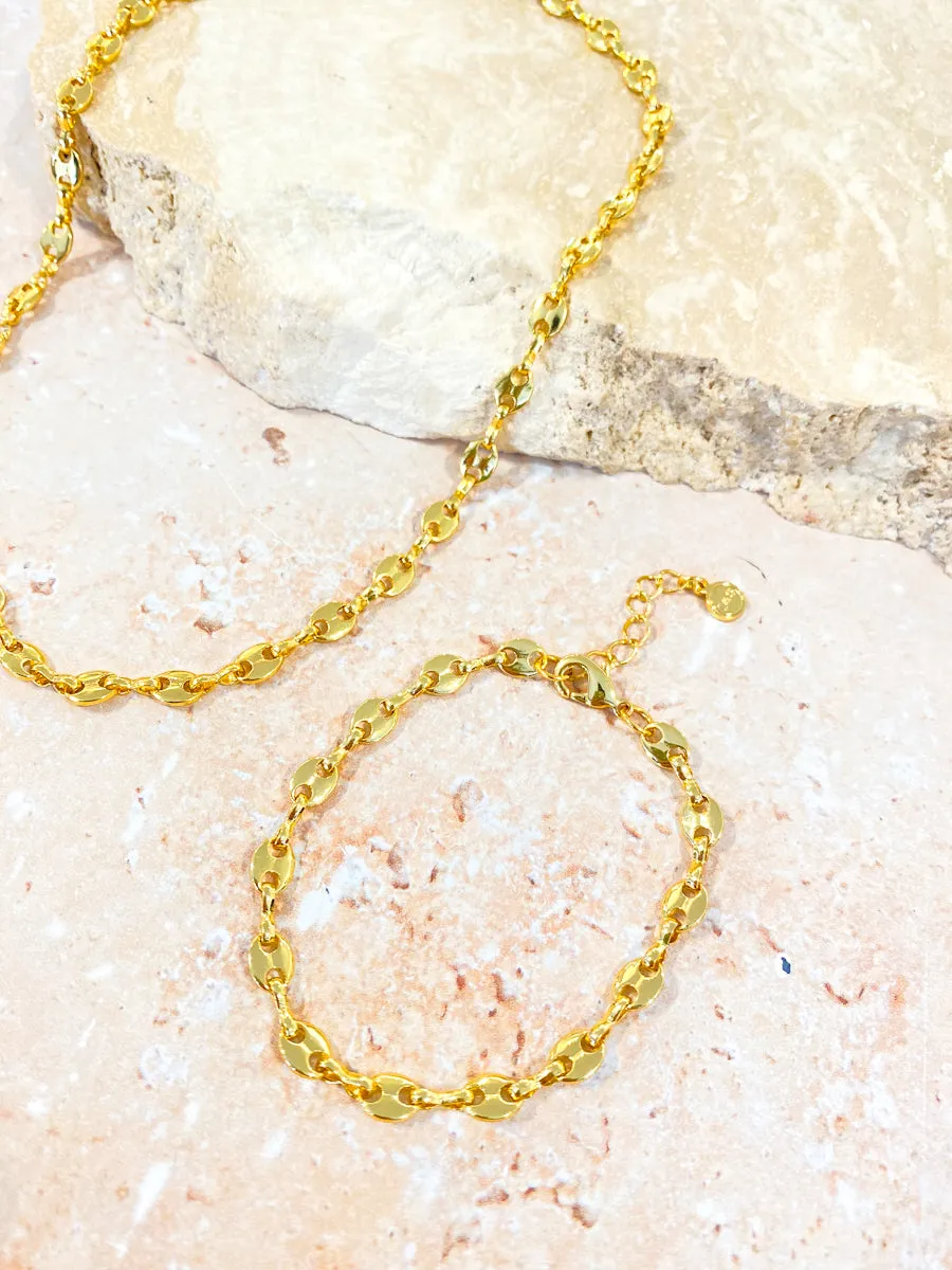 Puff Mariner Chain 18K Gold Plated Bracelet