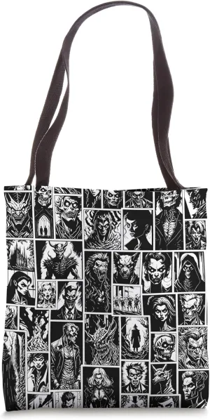 Pulp Horror Comics Gothic Vintage Retro Halloween Pattern Tote Bag