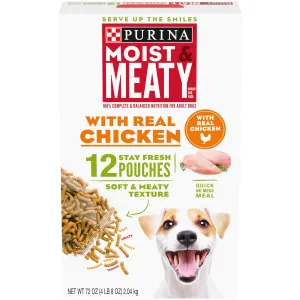 Purina Moist And Meaty Soft Dog Food With Real Chicken Recipe 72 Oz Box (New)