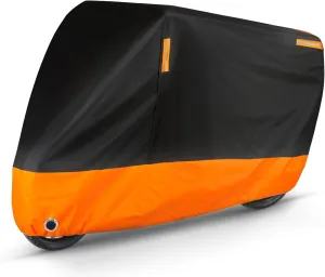 Puroma Motorcycle Cover Heavy Duty Scooter Cover Waterproof Outdoor All Season Universal Weather Quality Protection with Night Reflective, Lock Holes and Storage Bag Fits up to 105" Motorcycle Vehicle