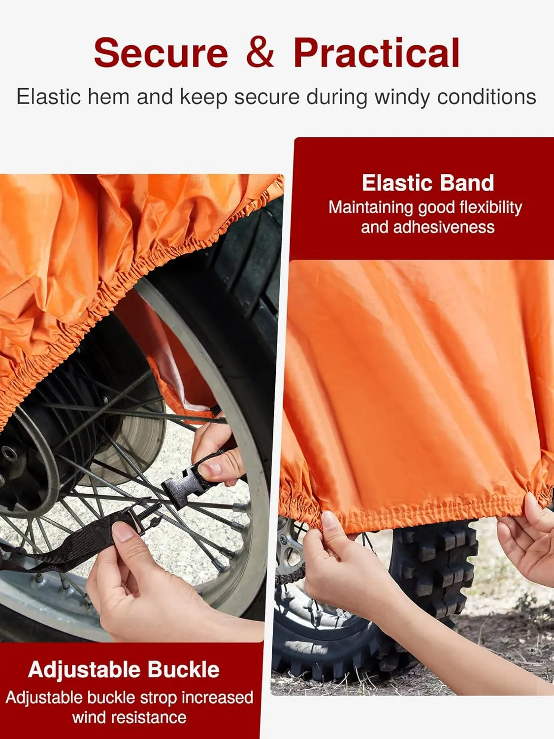 Puroma Motorcycle Cover Heavy Duty Scooter Cover Waterproof Outdoor All Season Universal Weather Quality Protection with Night Reflective, Lock Holes and Storage Bag Fits up to 105" Motorcycle Vehicle