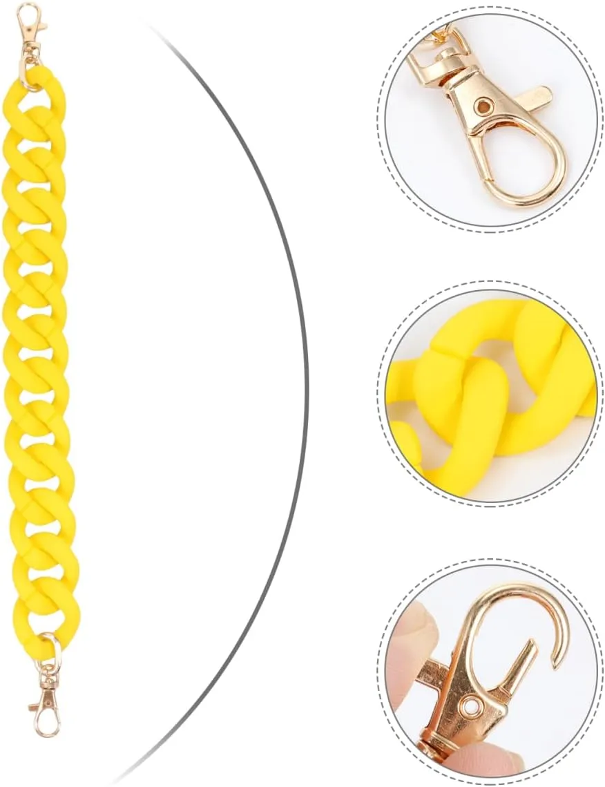 Purse Chain Large Flat Chain Strap- Acrylic Chain Luxury Handbag Strap Fashionable Replacement Purse Clutches Handles for Purse Handbags DIY Crafts, 15 inches of Each Purse Chain Purse Chain