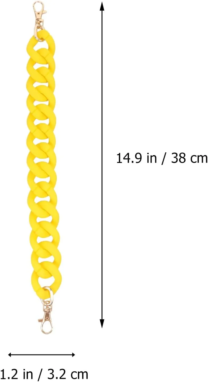 Purse Chain Large Flat Chain Strap- Acrylic Chain Luxury Handbag Strap Fashionable Replacement Purse Clutches Handles for Purse Handbags DIY Crafts, 15 inches of Each Purse Chain Purse Chain
