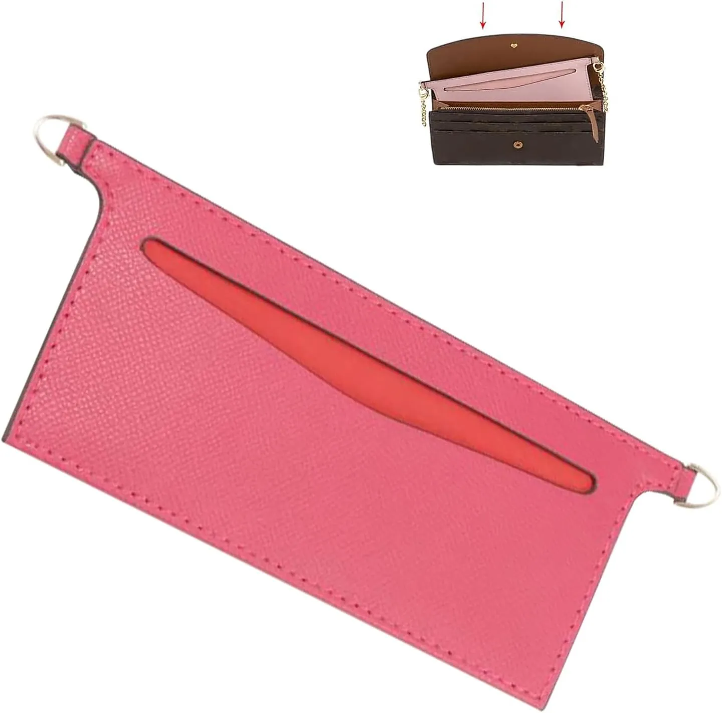 Purse Conversion Kit Compatible with Emilie Wallet,Detachable Pocket Insert for Sarah Wallet,Convert Your Wallet into Crossbody Bag with D-Ring (Fuchsia, 6.7 * 3.15in)