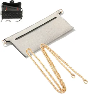 Purse Insert Organizer Conversion Kit,Crossbody Conversion kit Compatible with Sarah Wallet, Convert Classic Long Flap Wallet Into Crossbody Bag (White, 47 inch/120cm Chain)