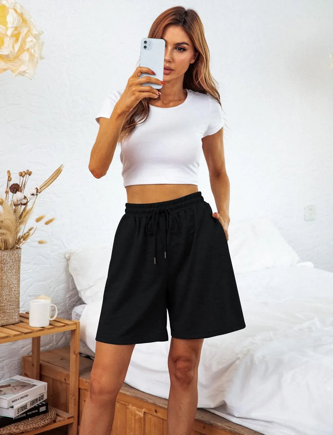 Quenteen Women's Athletic Shorts Jogger Sweat Casual Loose Bermuda Shorts (Available in Plus Size)