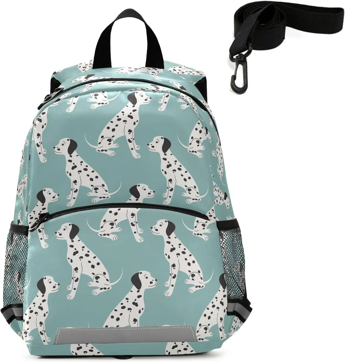 QUGRL Dalmatian Dog Kids Toddler Backpack with Leash Harness Blue Kindergarten Child Schoolbag Preschool Nursery Baby Travel Bag for Boys Girls 3-8 Years