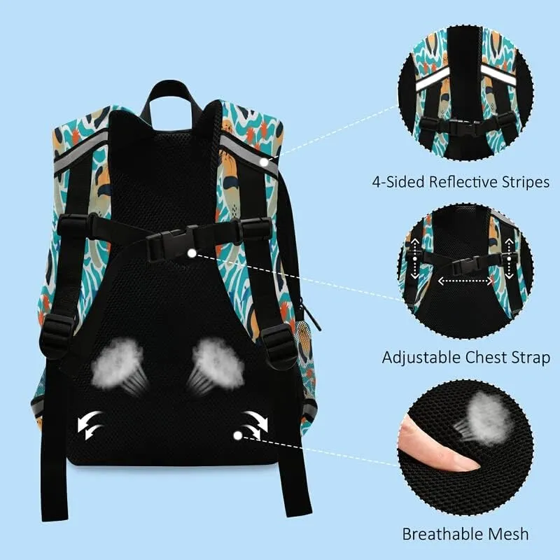 QUGRL Sea Otter Cartoon Kids Toddler Backpack with Leash Harness Cute Sealife Kindergarten Child Schoolbag Preschool Nursery Baby Travel Bag for Boys Girls 3-8 Years