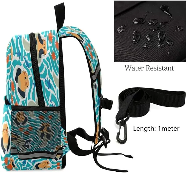 QUGRL Sea Otter Cartoon Kids Toddler Backpack with Leash Harness Cute Sealife Kindergarten Child Schoolbag Preschool Nursery Baby Travel Bag for Boys Girls 3-8 Years