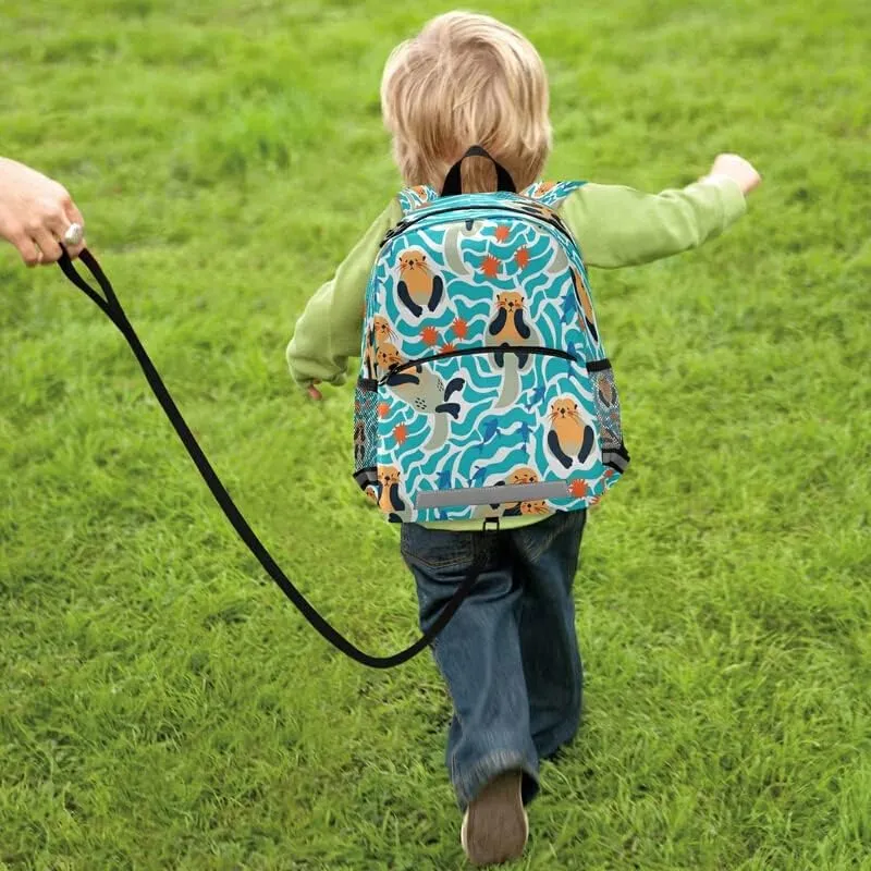 QUGRL Sea Otter Cartoon Kids Toddler Backpack with Leash Harness Cute Sealife Kindergarten Child Schoolbag Preschool Nursery Baby Travel Bag for Boys Girls 3-8 Years