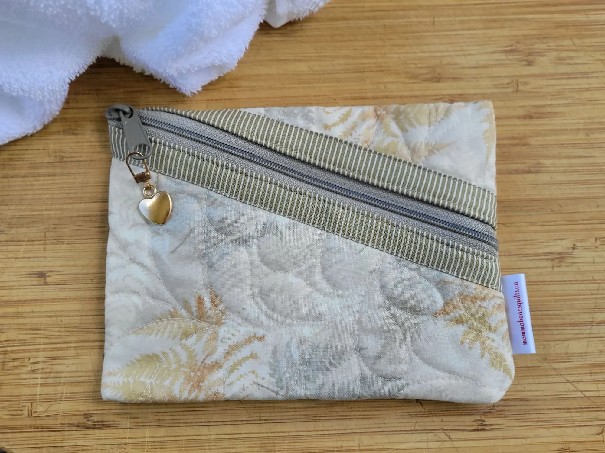 Quilted Zipper Pouch | Small Makeup Bag or Fabric Coin and Card Purse