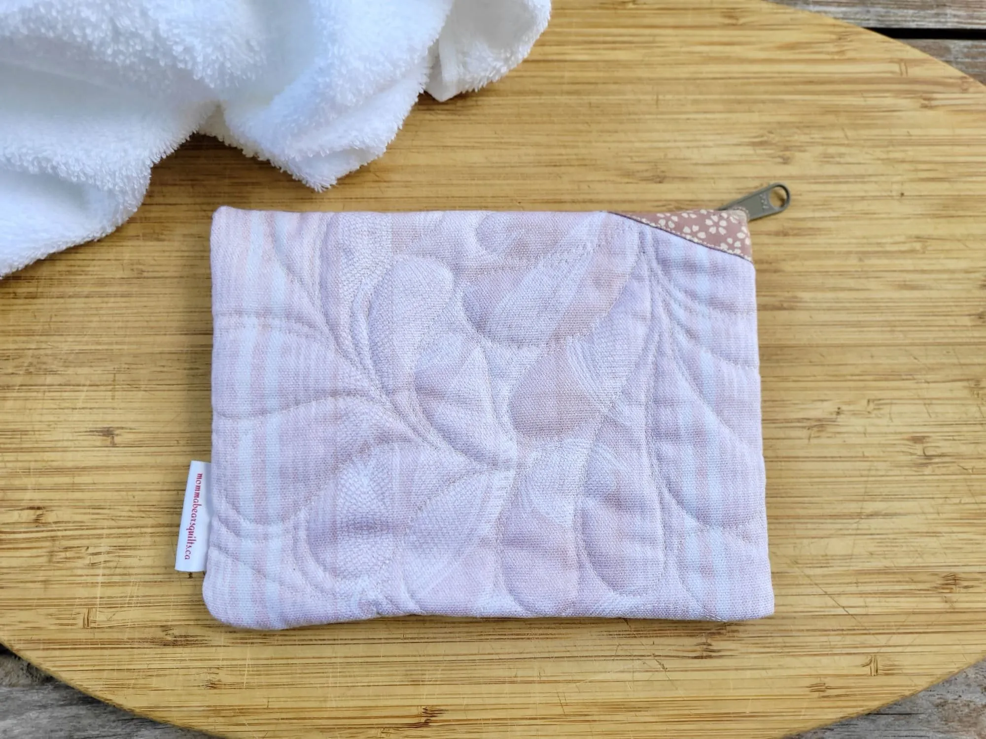 Quilted Zipper Pouch | Small Makeup Bag or Fabric Coin and Card Purse