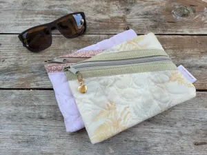 Quilted Zipper Pouch | Small Makeup Bag or Fabric Coin and Card Purse