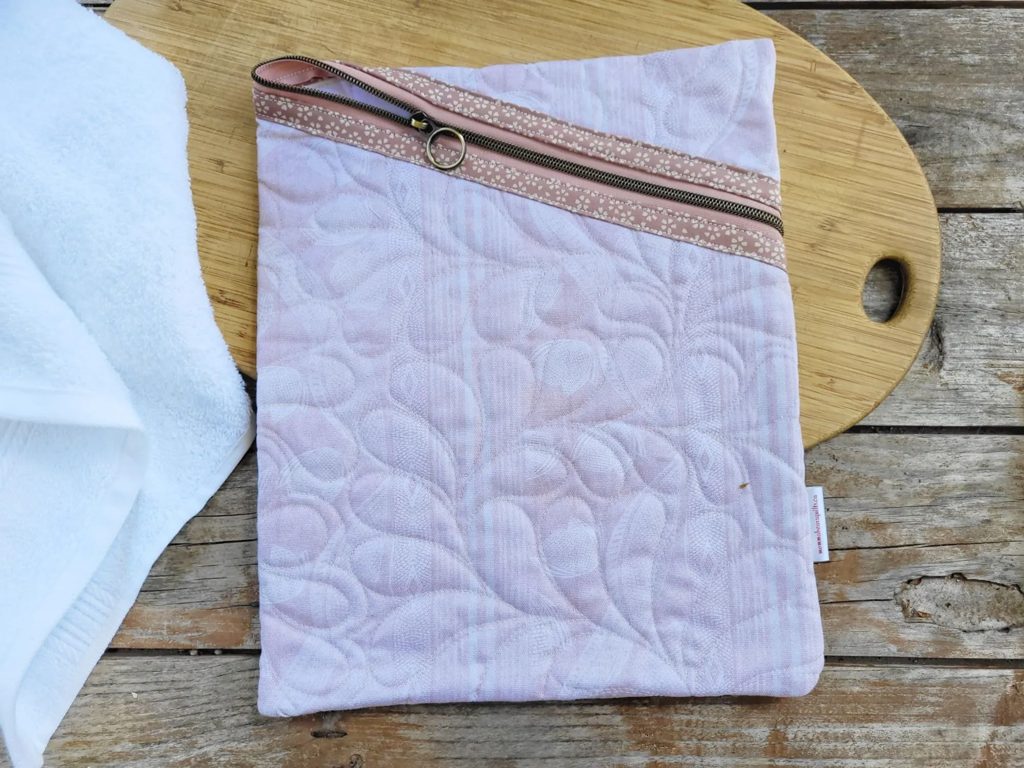 Quilted Zipper Pouch | Small Makeup Bag or Fabric Coin and Card Purse