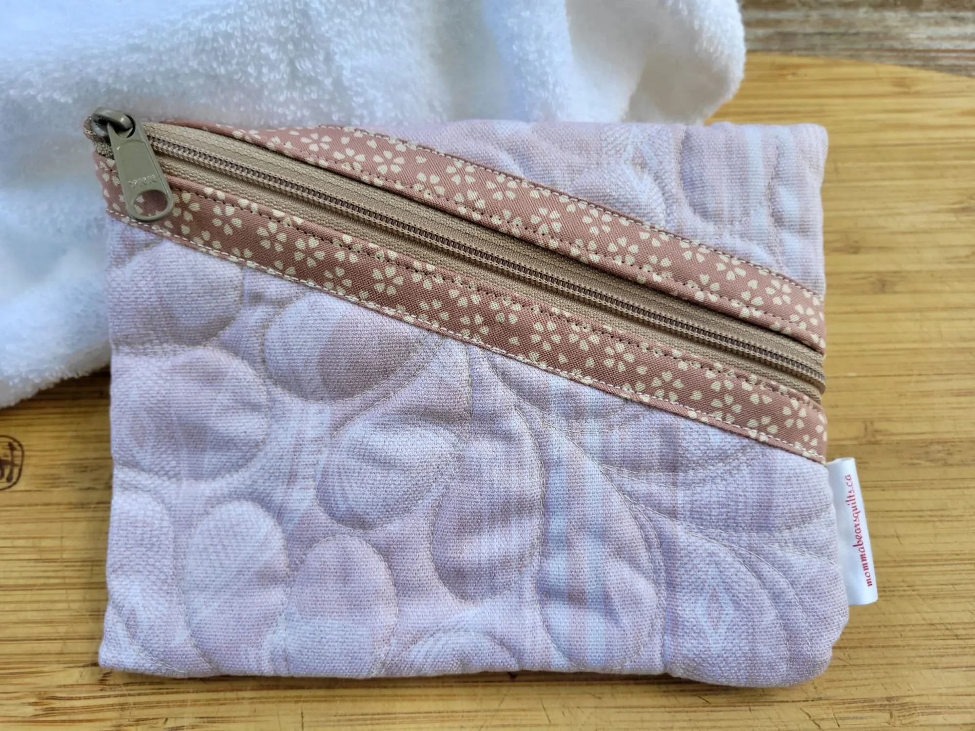 Quilted Zipper Pouch | Small Makeup Bag or Fabric Coin and Card Purse