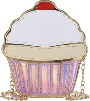 QZUnique Food Shape Cross Body Bag PU Cartoon Purse Ice Cream Sholuder Bag Handbag with Removable Chain