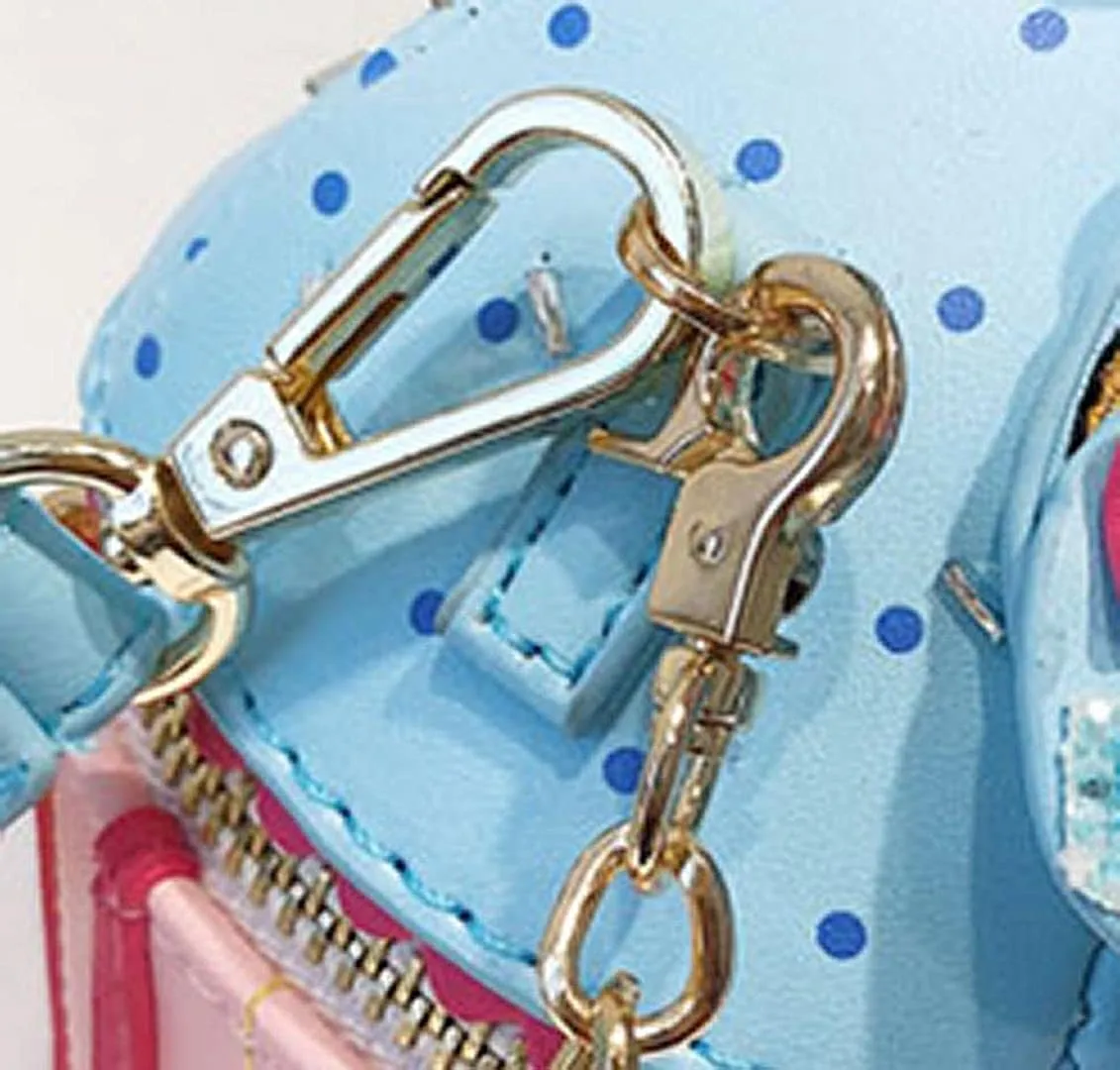 QZUnique Food Shape Cross Body Bag PU Cartoon Purse Ice Cream Sholuder Bag Handbag with Removable Chain