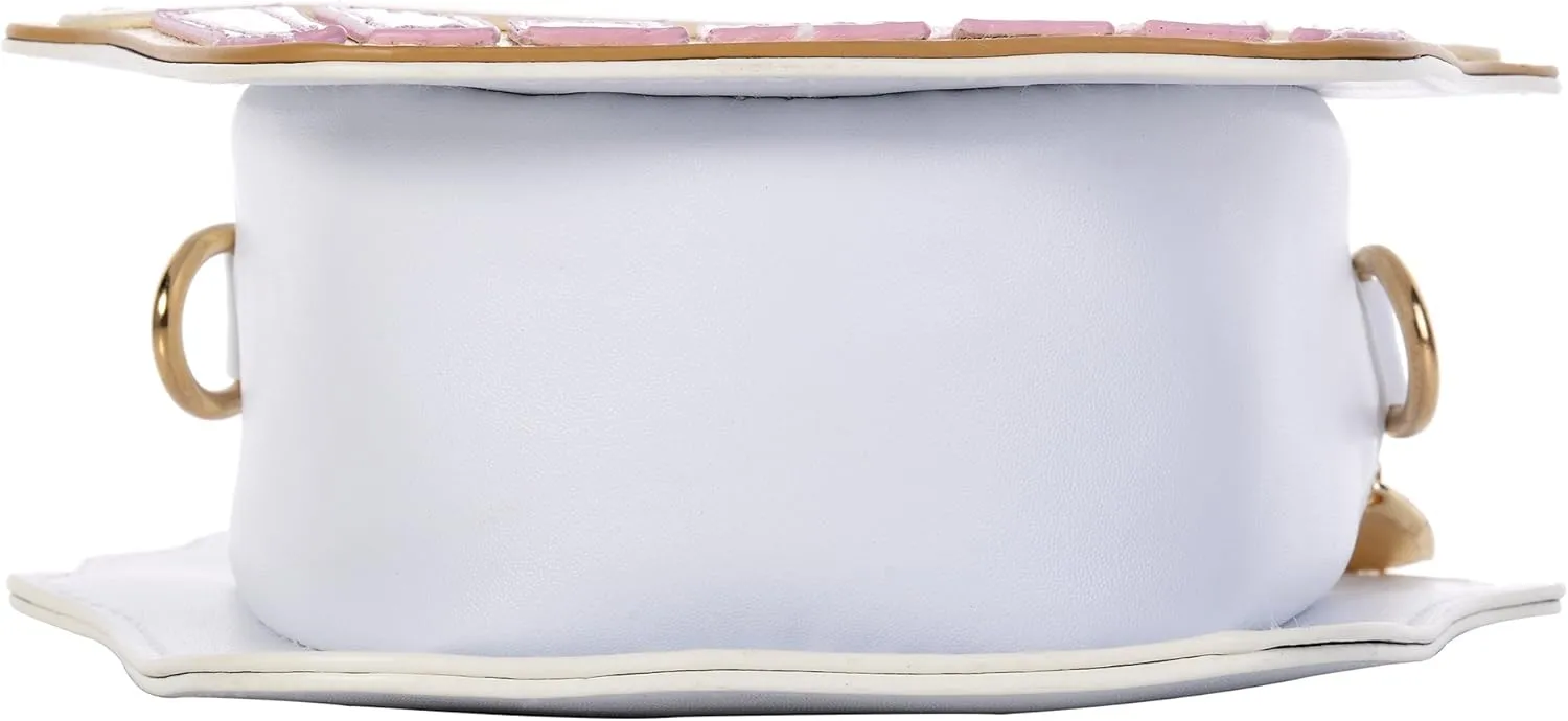 QZUnique Food Shape Cross Body Bag PU Cartoon Purse Ice Cream Sholuder Bag Handbag with Removable Chain