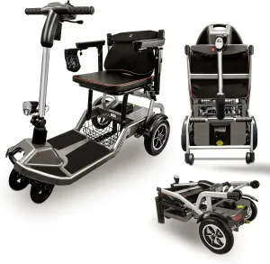R3b-Mobility Scooters for Seniors Adults Ultra Lightweight Electric Powered Folding 4 Wheel Mobility Scooter with Headlight Cup Holder, Compact & Convenient for Travel Airline Approved, Gray