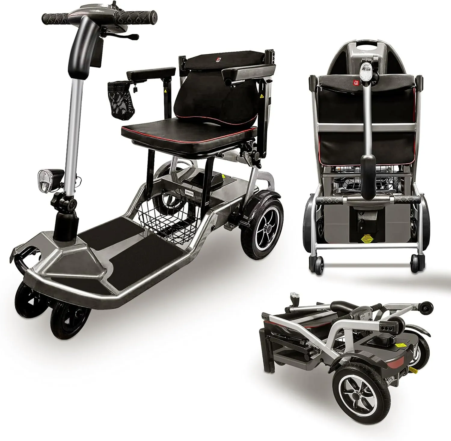 R3b-Mobility Scooters for Seniors Adults Ultra Lightweight Electric Powered Folding 4 Wheel Mobility Scooter with Headlight Cup Holder, Compact & Convenient for Travel Airline Approved, Gray
