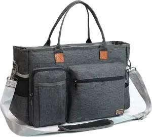 Rabjen Nurse Tote Bag for Work with Padded 15.6” Laptop Sleeve, Medical Supplies Shoulder Bag for Home Health Care