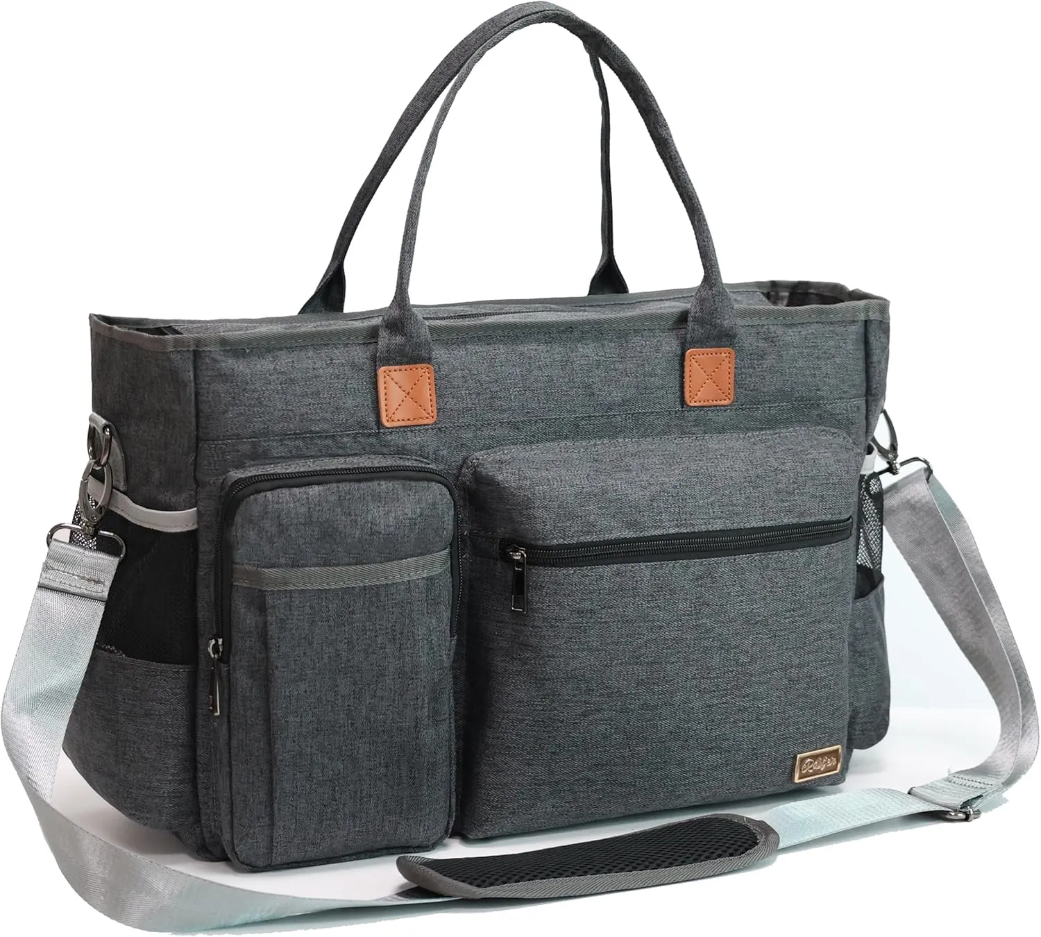 Rabjen Nurse Tote Bag for Work with Padded 15.6” Laptop Sleeve, Medical Supplies Shoulder Bag for Home Health Care