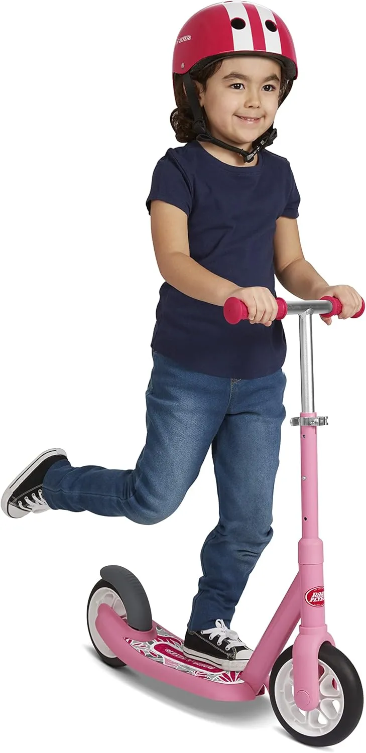 Radio Flyer Kick and Glide Scooter, 2 Wheel Pink Scooter for Kids Ages 3-5 Years Old