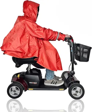 Rain PONCHO for Mobility Scooter Riders Deluxe warm Lining and safety reflectors with hood