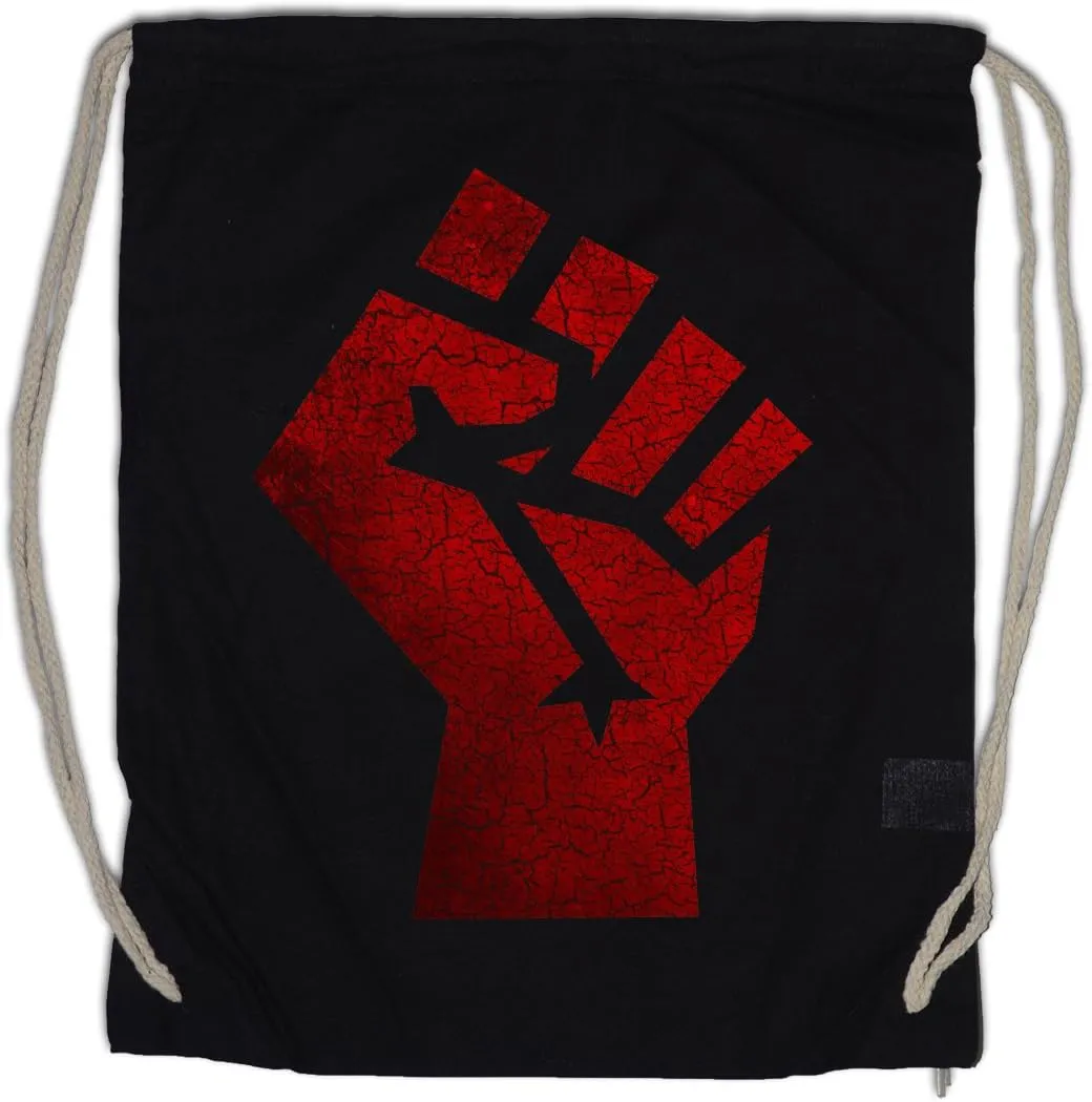 Raised Fist Drawstring Bag Gym Sack