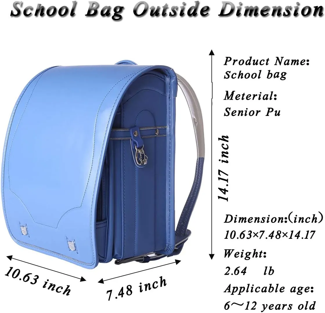 Randoseru Backpack Japanese School Bags Automatic Lock Senior PU Send Wallet Gift