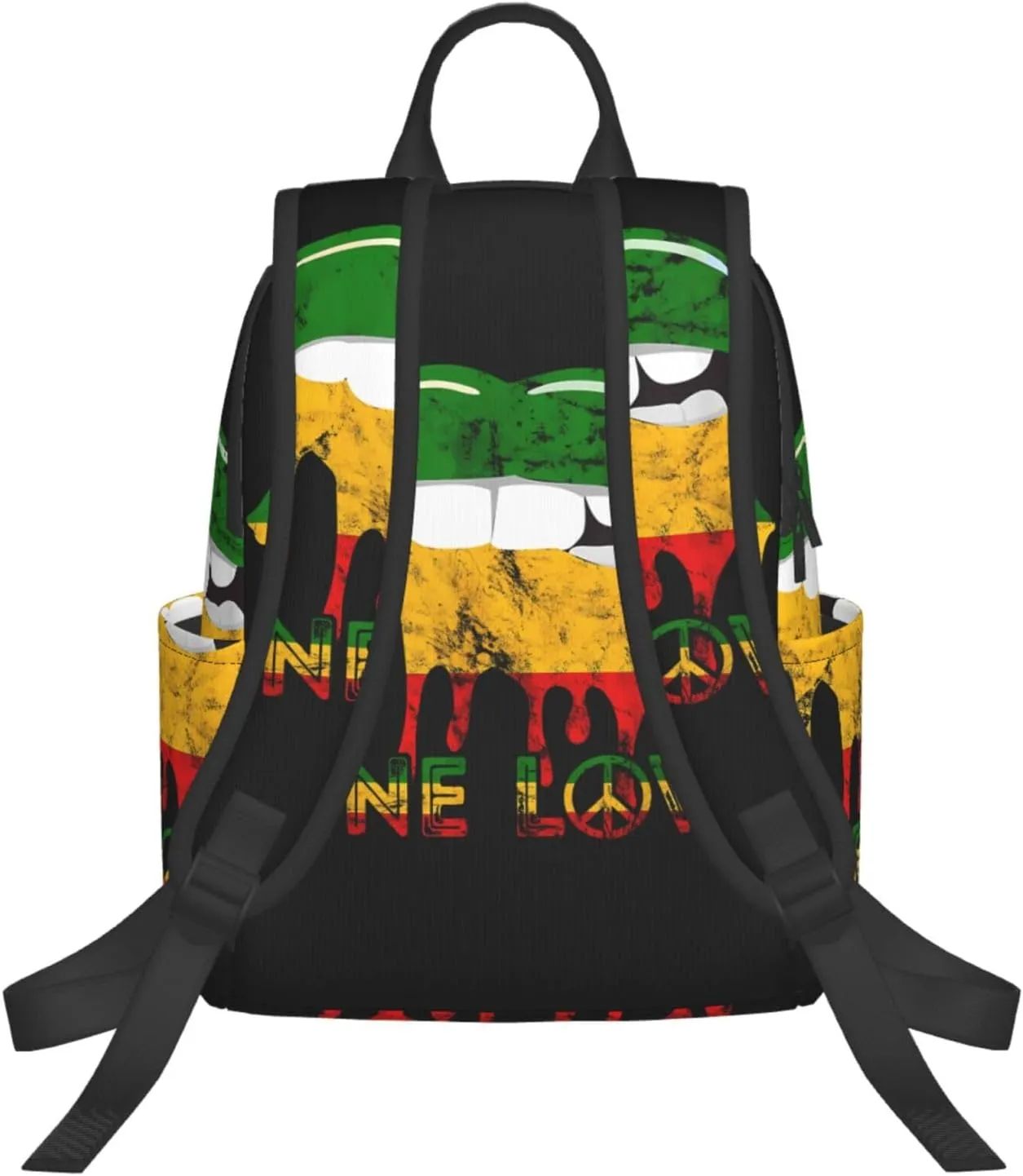 Rasta Reggae Lips Mouth Jamaican Music Kissing One Loves Casual Backpacks Laptop Backpack Outdoor Travel Rucksack Sport Carry-On Daypack Lightweight Bag with Multi-Pockets