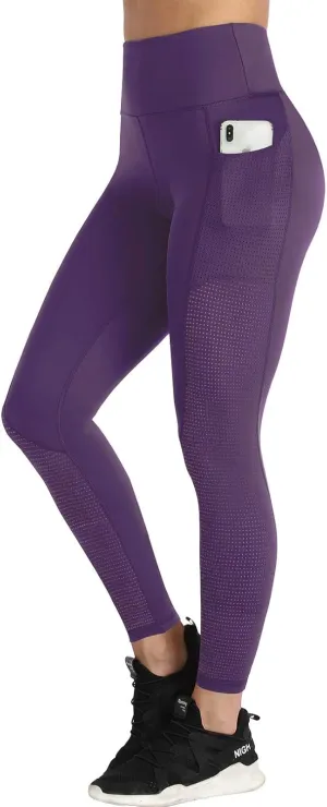 RAYPOSE Womens Workout Leggings for Women with Pockets Plus Size Gym High Waist Capri Yoga Pants Women with Mesh Cut Out