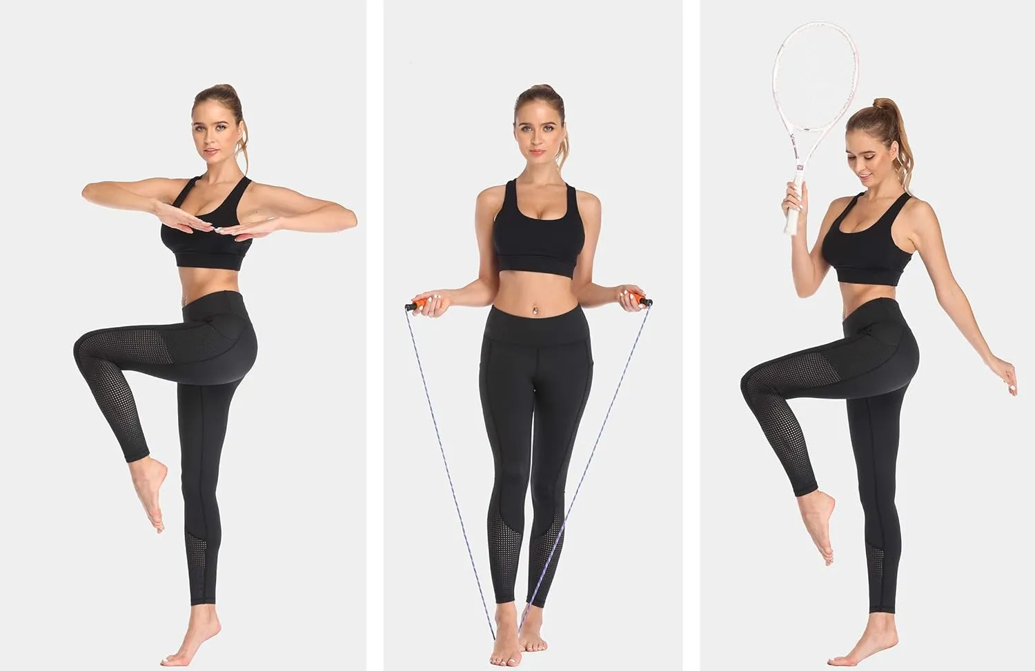 RAYPOSE Womens Workout Leggings for Women with Pockets Plus Size Gym High Waist Capri Yoga Pants Women with Mesh Cut Out