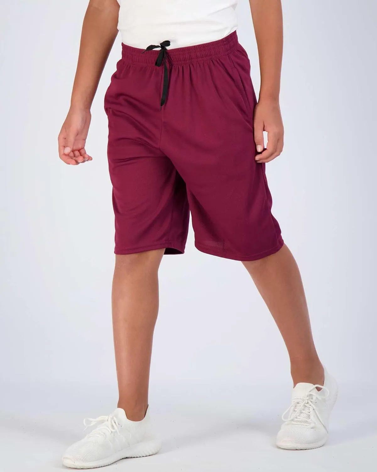Real Essentials Boys' 5-Pack Mesh Active Athletic Performance Basketball Shorts with Pockets