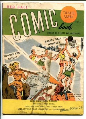 RED BALL COMIC BOOK 1940'S-HOUDINI-BABE RUTH-DON BUDGE-OVERSIZED-good/vg